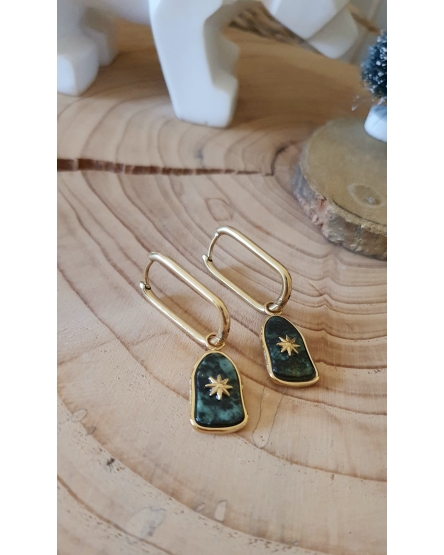 Boucles d'oreilles doré et turquoise africaine