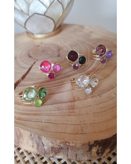 Bague trilogie avec cristaux - vert