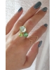 Bague trilogie avec cristaux - vert