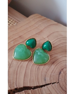 Boucles d'oreilles Cœur - duo vert Boucles d'oreilles Cœur - duo vert