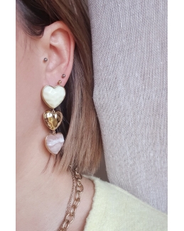 Boucles d'oreilles Cœur - trio rose