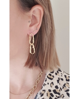 Boucles pendantes mailles dorées